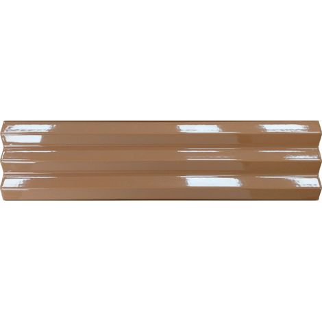 Glänzende Relief-Wandfliesen für den Innenbereich Beige Acanto 10x40 cm – V-Ribbed Almond (1/2)