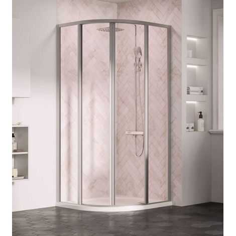 Ravak Supernova - Vierteilige viertelrunde Duschabtrennung SKCP4-90, 88-90 cm, satiniertes/klares Glas 3117OU02Z1
