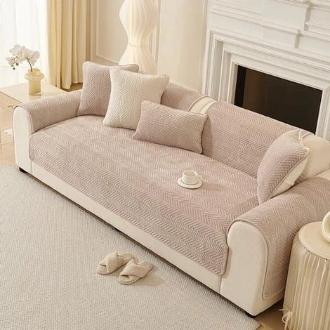 Housse de canapé en velours cristal - kaki - 70 x 180 cm (1/4)