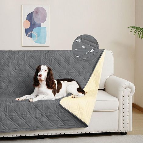 DUJUIKE 100% Housse imperméable canapé, Housse de canapé pour Chien,Housse Impermeable canape lit, avec Base antidérapante, Protection canapé Chien, Chat(Gris,132-208 cm) (1/5)