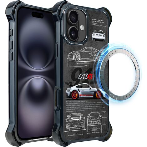 Hülle für iPhone 16 Plus ibizu DropGuard Ultra mit MagSafe, TechDrive, 911 GT3 RS (1/5)