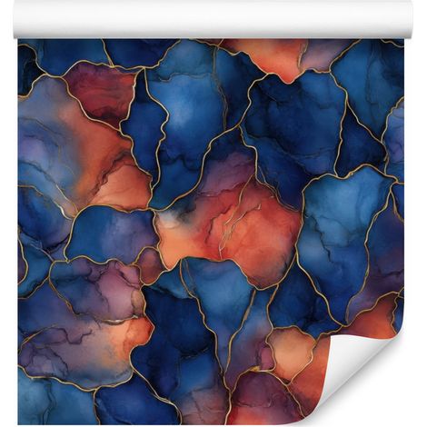 Carta da parati blu navy e inchiostro rosso per soggiorno e camera da letto, 50x1000 cm (1/5)