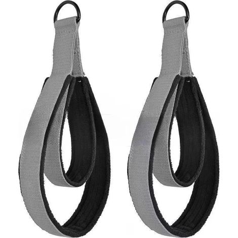 Pilates-Gurte – Doppel-D-Ring-Gurte für Pilates-Reformer, gepolstert, für das Heimtraining, 2er-Set, grau