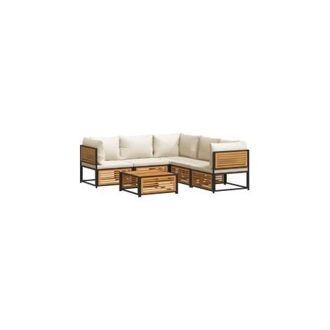 Salon de jardin avec coussins 6 pcs bois d'acacia solide (1/5)