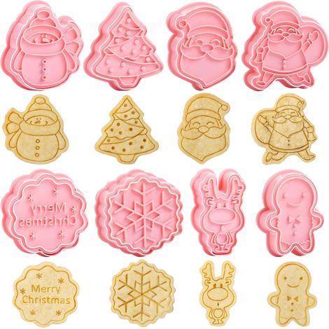 8-teiliges 3D-Weihnachtsausstecher-Set, Weihnachts-Ausstechformen in Keksgestalt zur Dekoration von Kuchen, Fondant, Keksen und Gebäck (1/5)