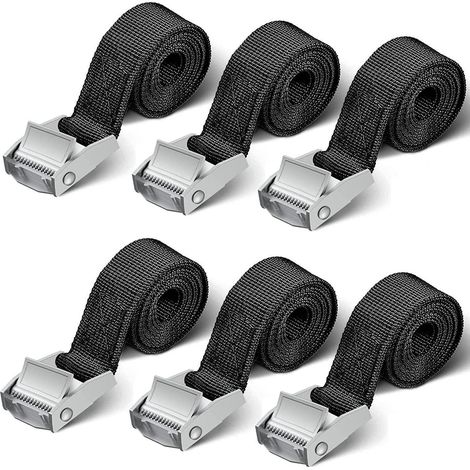 Sangles d'arrimage 6 pièces 250kg 0.5m Noir pour porte-motos & porte-vélos