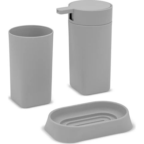 Set 3 pezzi accessori bagno grigio in abs Tender (1/5)