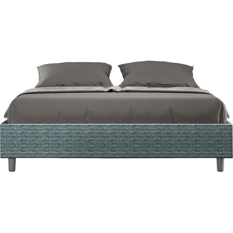 Letto matrimoniale contenitore imbottito 160x190 tessuto Aragona 8 blu Azelia (1/3)
