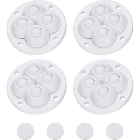 Lot de 4 Roulettes Auto-Adhésives Blanc 360° Pivotantes Universelles Charge 5kg Billes Nylon Pour Meubles Poubelles Bacs (1/5)