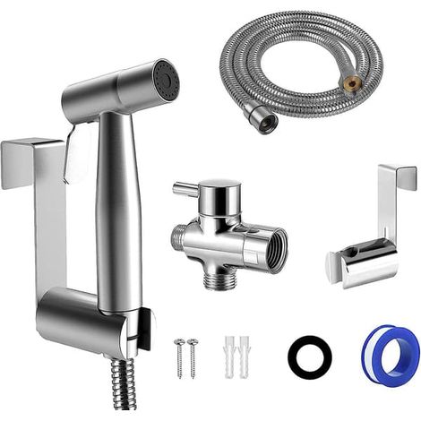 KLVGTIFS PU - Ensemble douche et WC, ensemble douchette bidet avec robinetterie G3/8", pommeau de douche en acier inoxydable, douchette bidet à main, pour l'hygiène personnelle et le nettoyage des toi (1/5)