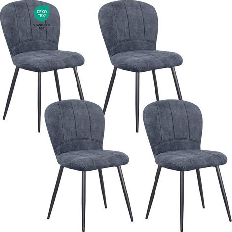 Chaises de Salle à Manger - WAFTING - Design Coquille - Revêtement chenille - Pieds métal - Lot de 4 (1/5)
