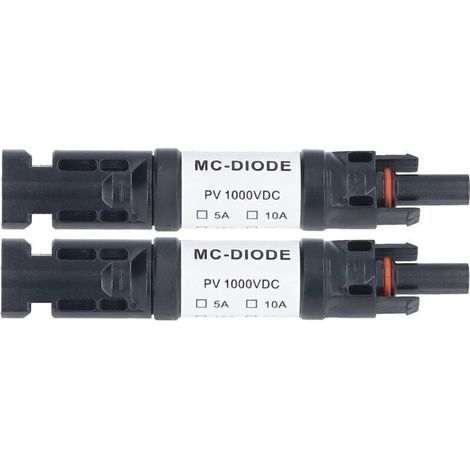MC-D Pack of 2 Solar PV Connectors 1000V Integrated Anti-Reverse Diode IP68 Waterproof for Solar Panel Connection (20A) (1/4)
