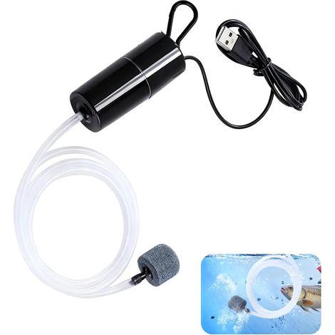 Mini USB Aquarium Air Pump, USB Fish Tank Oxygen Pump Silent with Air Stone and Silicone Tube Portable Energy Saving Bubbler for Outdoor Fishing Small Ponds and Aquarium Oxygen Supply Aerator, 1W