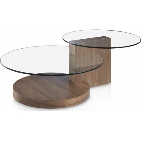 Table basse bois noyer plateau verre trempé - Noyer (1/5)
