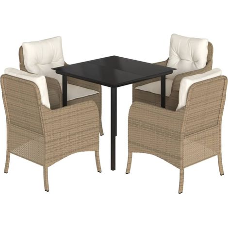 Maison Exclusive - Set da Pranzo da Giardino 5 pz con Cuscini Beige in Polyrattan (1/5)