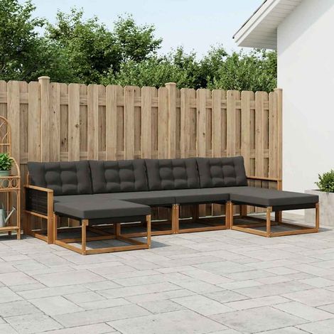 vidaXL Outdoor-Sofagarnitur 6 Stk. Natürlich und Schwarz (1/5)