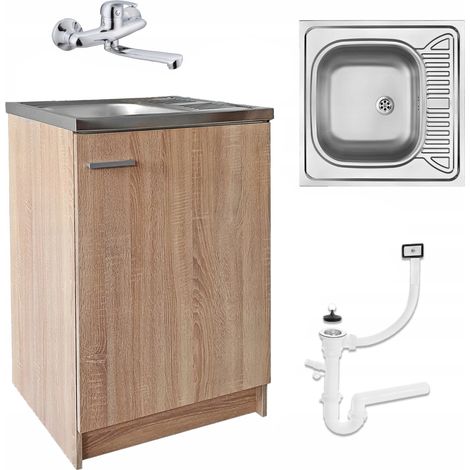 Meuble de Cuisine sous Évier - 60 x 50 cm - Chêne Sonoma - Design Élégant et Pratique (1/5)