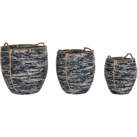DKD Home Decor Set de paniers blanc et noir design Boho (1/4)