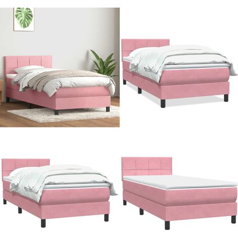 vidaXL Boxspringbett mit Matratze Rosa 80x220 cm Samt (1/5)