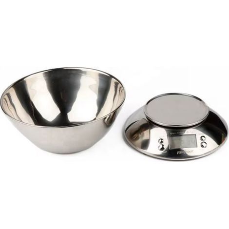 Balance De Cuisine - 5 kg - Précision 1 g - Bol En Acier Inoxydable Amovible - Fonction Tare - Écran LCD - Multi-unités - 1 Pièce (1/5)