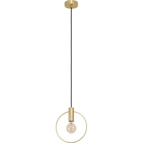 EGLO lampada a sospensione Manizales, illuminazione a sospensione a luce singola, luce a sospensione in metallo in ottone, lampada da soggiorno, presa E27 (1/4)