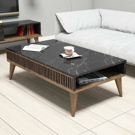 Mesa de Centro Canazei, un Compartimento, 60x105x34.6h cm Marrón Nogal (1/4)