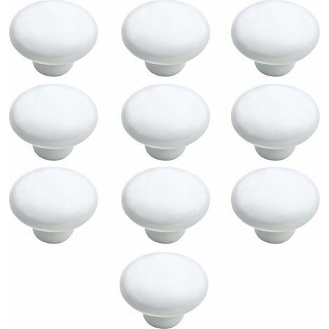 Bouton Porte 10 PCS 33mm Céramique Poignée Porte de Cuisine Armoire à Tiroirs Porte Boutons Blanc (1/5)