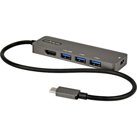 StarTech.com Adattatore Multiporta USB-C - Mini Docking station da USB-C a HDMI 4K 60Hz (HDR10) con Pass-Through Power Delivery 100W - Hub 4 Porte USB 3.0 - Mini Dock USB Type-C - Cavo integrato da 30 (1/3)
