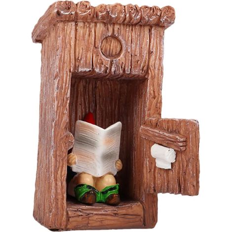 Statuette de gnome amusante avec journal et porte ouverte - Sculpture de jardin et décoration intérieure, cadeau pour femmes et hommes (1/5)