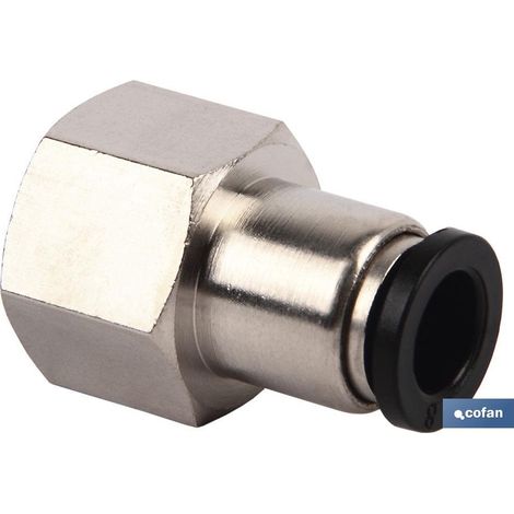 Racor recto hembra plástico para tubos de 4mm a 12mm, conexión instantánea