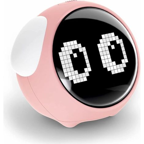 Réveil Enfant, Réveil Numérique Rechargeable,Réveil Mignon Enfants Emoji,Horloge pour Enfants avec Veilleuse Commande Vocale,Apportez 2 Réveils,5 Voix,Fonction Snooze,Date,Température (rose)T-Audace (1/5)