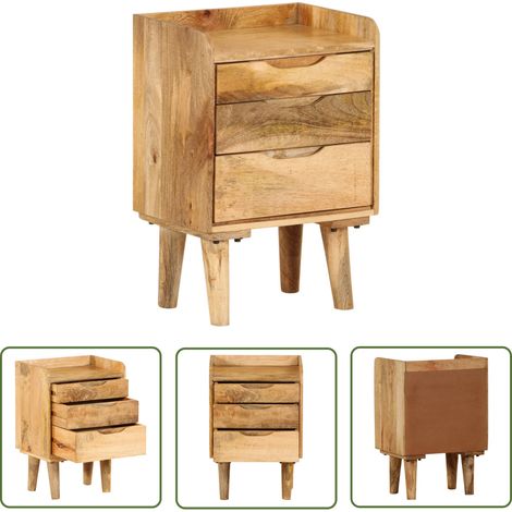 Table de Chevet, Table de nuit, pour Chambre Salon Couloir, Bois de manguier massif 40 x 30 x 59,5 cm OIB4841E (1/5)
