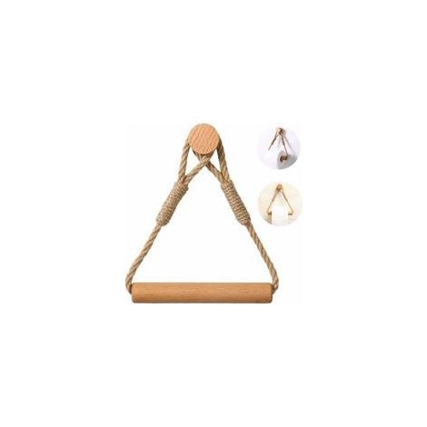Porte Papier Toilette Autoadhésif, Porte Rouleau Papier WC sans Percage, Support de Rouleau de Serviette Toilette Corde en Bois Anneau De Serviette Rustic, Salle de Bain Accessoires  Marron