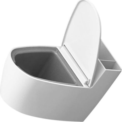 Cendrier Mural Fumeur Couvert Anti-Fumée Céramique Forme WC - Pour Salle de Bain Maison Extérieur Vent Accessoire (1/5)