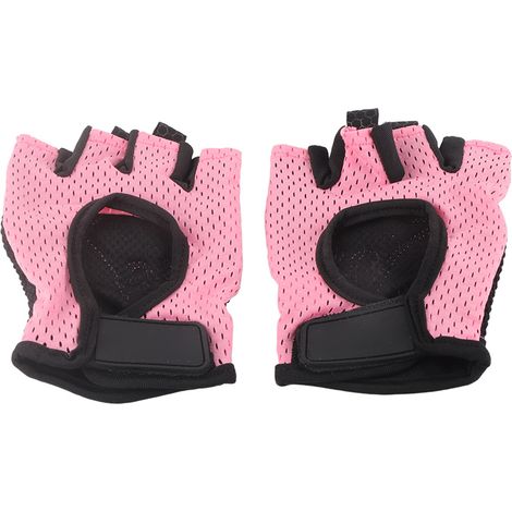2 Paires Gants Fitness Demi-Doigts Antidérapants Élastiques pour Yoga Aérien et Musculation (Rose) (1/5)