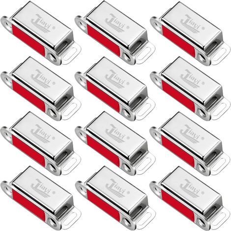 Imanes para armarios Jiayi, paquete de 12 unidades, cierres magnéticos de acero inoxidable para puertas, cerraduras magnéticas para el cierre de armarios, 46 mm (1/5)