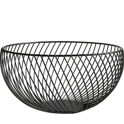 Panier décoratif en fil métallique, pour comptoir cuisine, contient fruits, légumes, œufs ou pain (1/4)