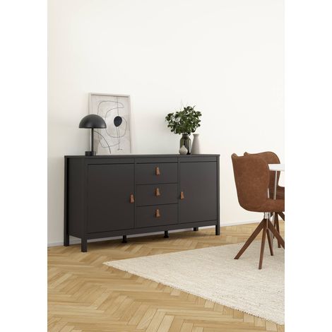 Dmora - Aparador Whitney, Bufé de salón, Aparador de salón, Despensa de cocina, 151x38 h80 cm, Negro (1/5)