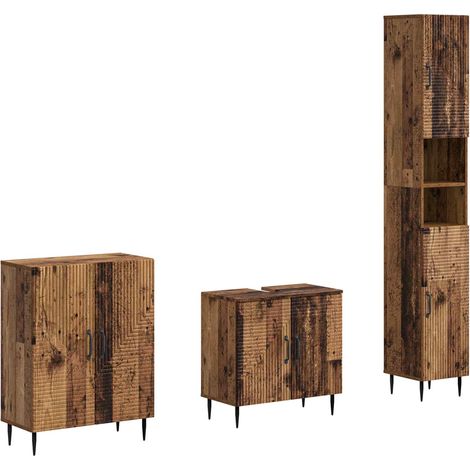 Maison Exclusive - Set di armadietti da bagno in 3 pezzi HAARLEM Legno antico (1/5)