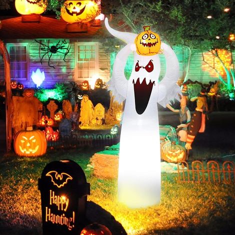 Fantome Gonflable Halloween - 180 Cm - Avec Citrouilles Et Lumières Led - Pour Extérieur Et Intérieur - 1 Pièce (1/5)