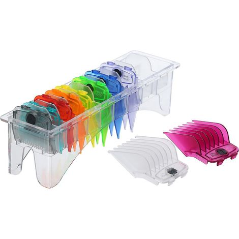 Kit de 10 peignes de guidage pour tondeuse à cheveux, compatibles avec les tondeuses Whal, plastique coloré, aimanté.