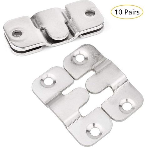 (10 pares，Conector de muebles，soporte de montaje empotrado，gancho de metal sólido para marco de fotos，montado en la pared (1/5)