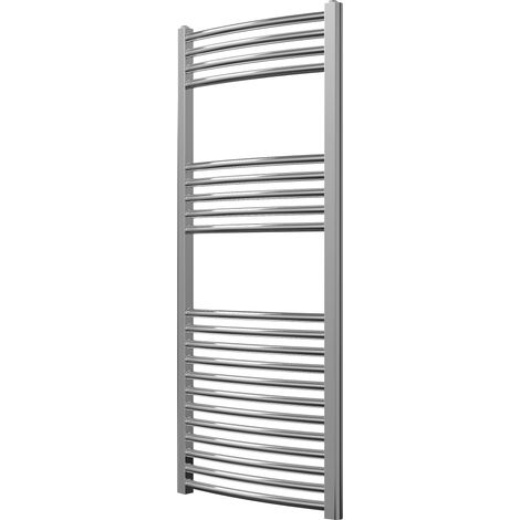 Extra High Heat Output Chrome Central Heating Towel Rail 500 x 1200mm Curved Bathroom Radiator Heater (1/3)