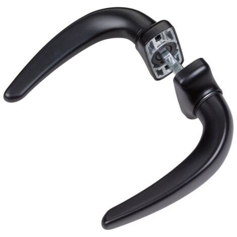 Fapim – Poignée de porte carrée 8 mm – Noir – Entraxe 43 à 50 mm – Épaisseur 40 à 55 mm – Rosace cache-vis ressort