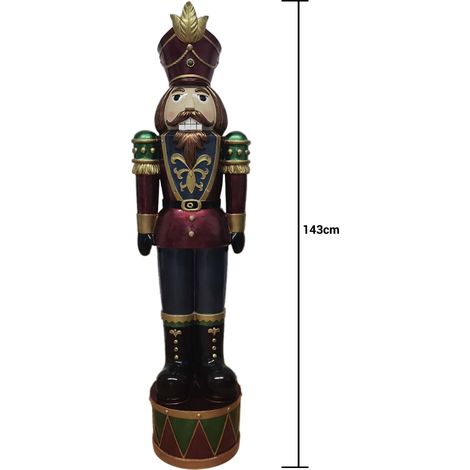 Casse-noisette Soldat XL Köhko Hauteur env. 143 cm avec éclairage LED multicolore style Erzgebirge Figure de décoration Casse-noisette peint à la (1/5)