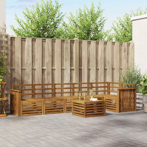 Ecksofa Set 7 pcs Natur Massivholz Akazie (1/5)