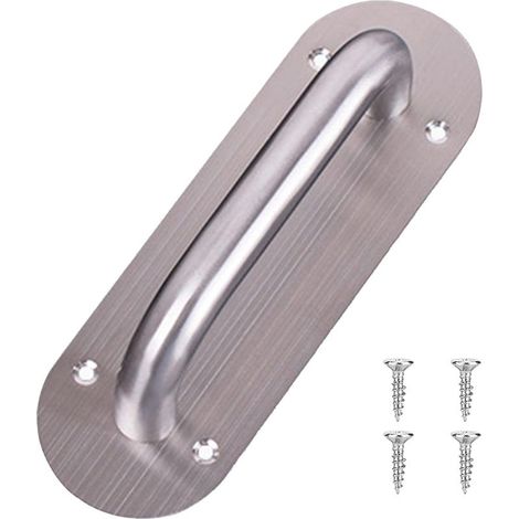 Tirador de puerta con placa trasera, tirador de puerta corredera de acero inoxidable de 28 cm con placa trasera, tirador de puerta corredera con placa para puertas de granero, armario, alacena, con V (1/5)