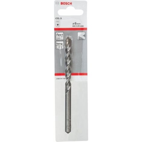FPLUS broca hormigon cyl-3 bosch  8x 80x120 , Broca bosch cyl-3 que proporciona un rendimiento duradero al perforar hormigón.
- Su fortaleza es el resultado de una mezcla de carbur