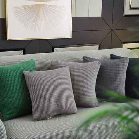 Taie D Oreiller - Velours Côtelé - 50x50 Cm - Gris Argenté - Lot De 4 (1/5)