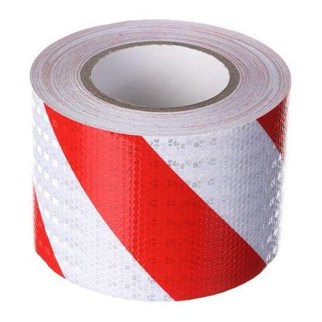 Bande de signalisation réfléchissante en sergé rouge et blanc de 10 cm de large et 25 m de long Ruban de signalisation (1/5)